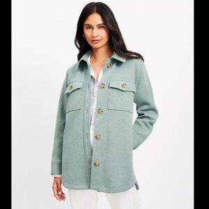 Loft Brushed Shirt Jacket Light Teal Blue Button Front Heavyweight Shacket Small